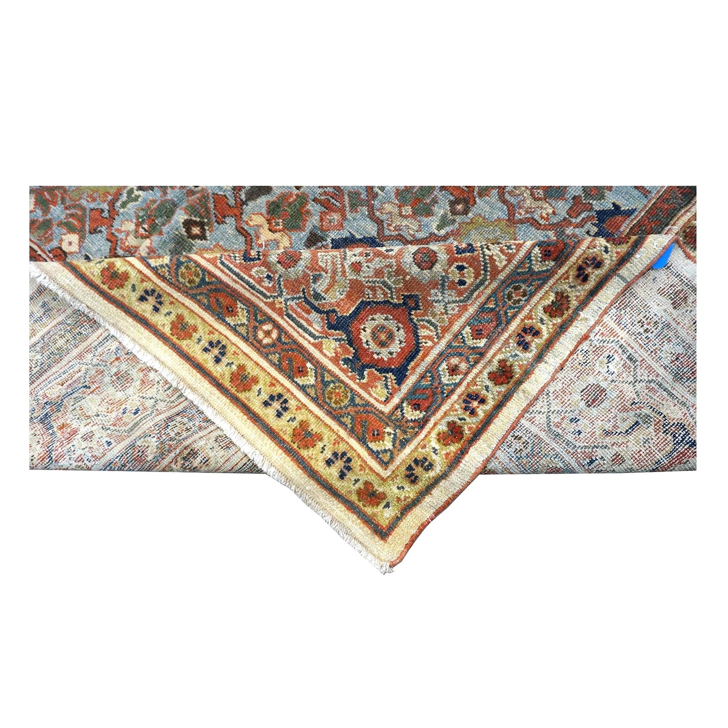 Antique Persian Sultanabad Wool 12 x 19 Light Blue, Red & Ivory Handmade Oversized Area Rug #1140844