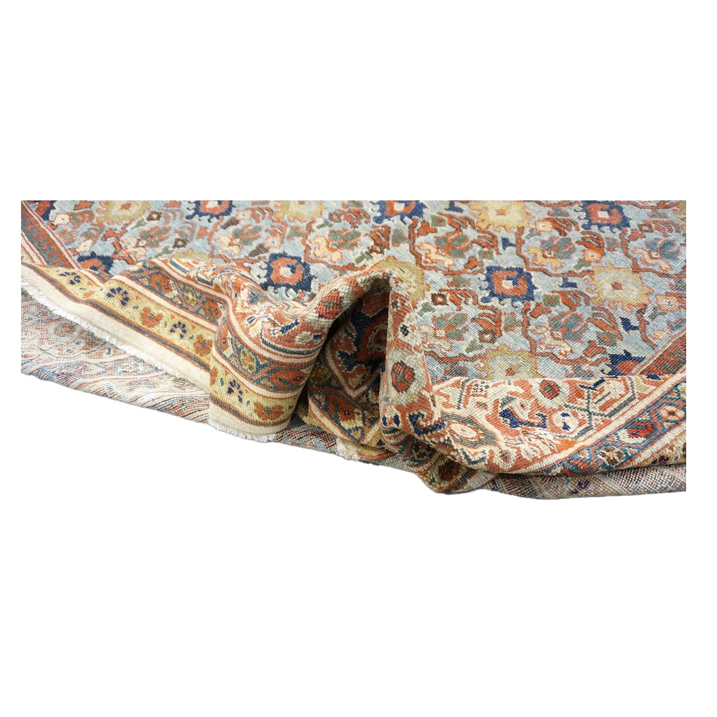 Antique Persian Sultanabad Wool 12 x 19 Light Blue, Red & Ivory Handmade Oversized Area Rug #1140844