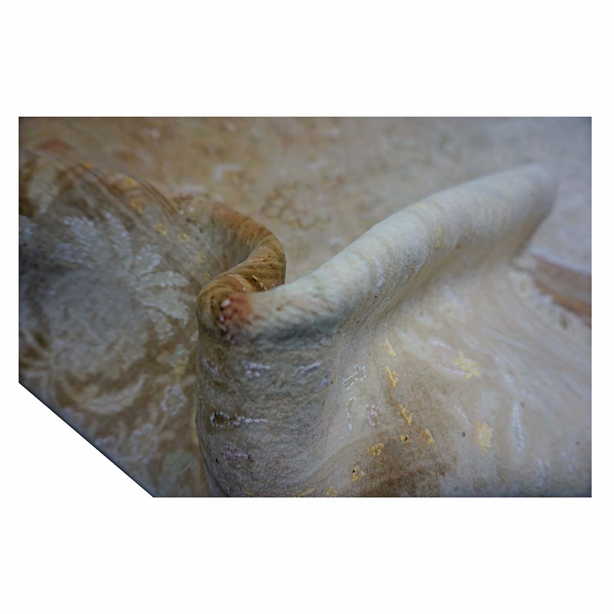 Vintage Persian Tabriz Wool & Silk 7X10 Tan, Gold, Ivory & Pink Antique Washed Handmade Area Rug #1140921