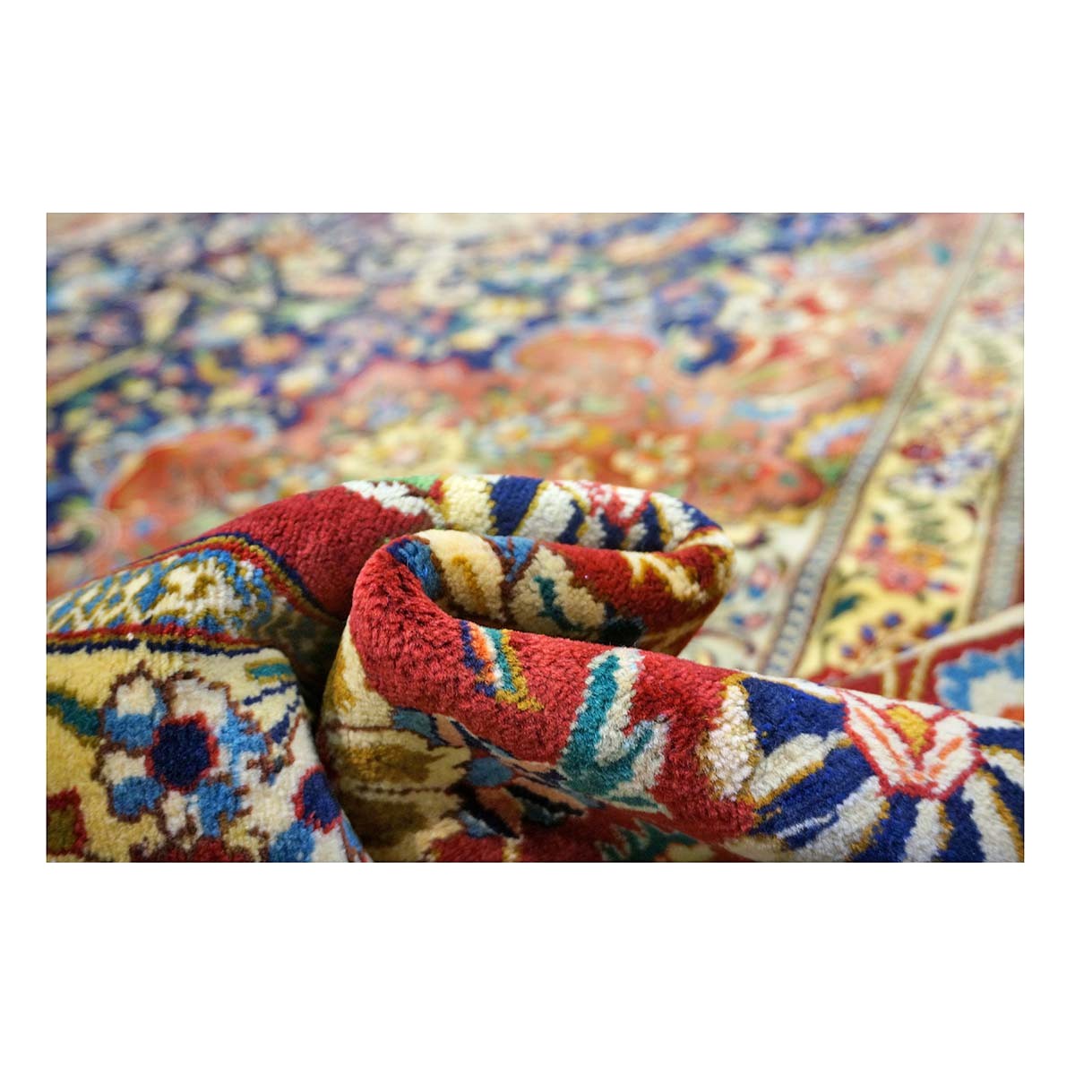 Antique Persian Tabriz Pahlavi Wool 12x19 Navy, Tan & Red Handmade Area Rug #1140951