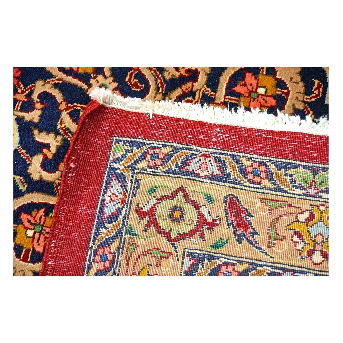 Antique Persian Tabriz Wool 12x19 Red, Ivory, Tan, Navy & Green Handmade Oversized Area Rug #1140958