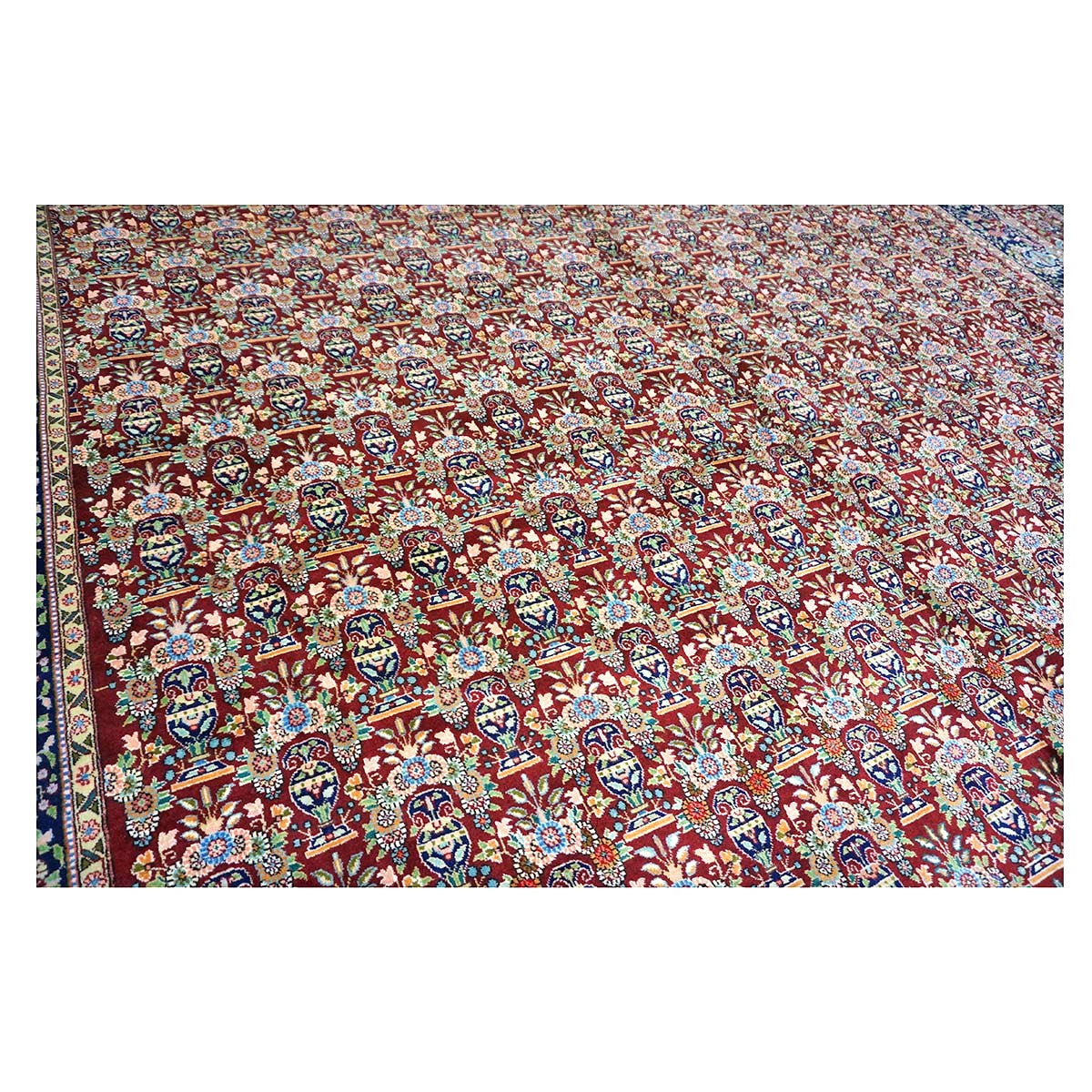 Antique Persian Tabriz Wool 11x15 Red & Navy Handmade Area Rug #1140959
