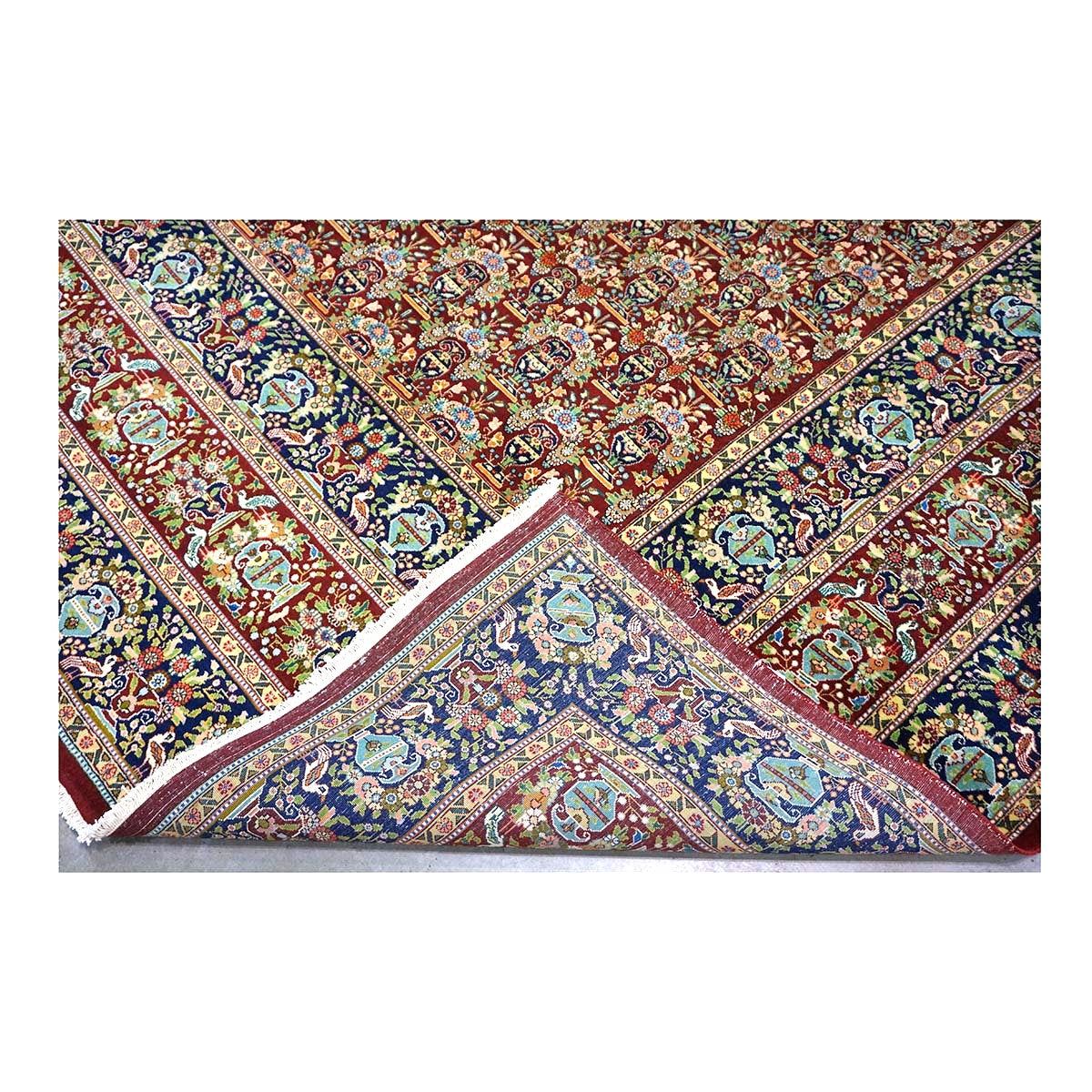 Antique Persian Tabriz Wool 11x15 Red & Navy Handmade Area Rug #1140959