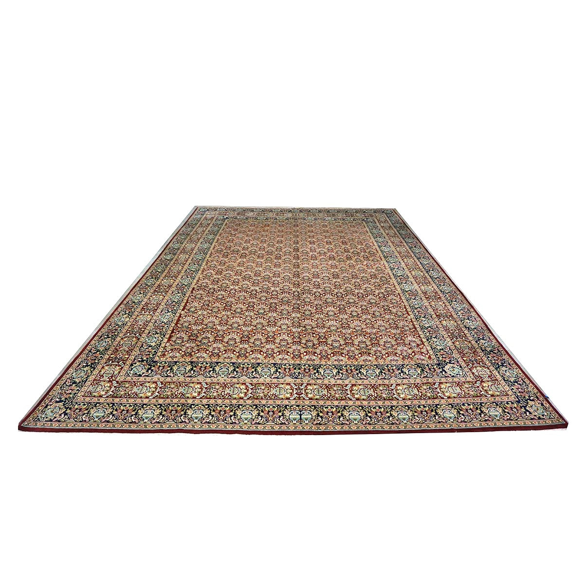 Antique Persian Tabriz Wool 11x15 Red & Navy Handmade Area Rug #1140959
