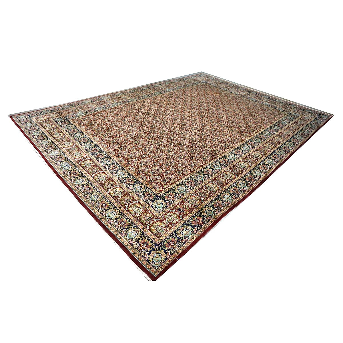 Antique Persian Tabriz Wool 11x15 Red & Navy Handmade Area Rug #1140959