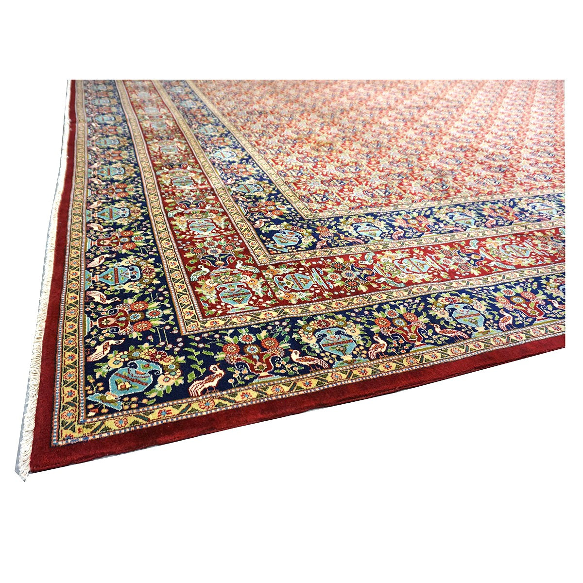 Antique Persian Tabriz Wool 11x15 Red & Navy Handmade Area Rug #1140959
