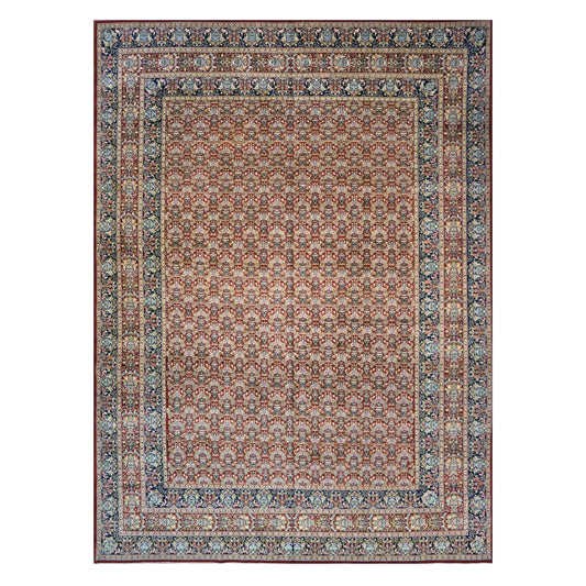Antique Persian Tabriz Wool 11x15 Red & Navy Handmade Area Rug #1140959