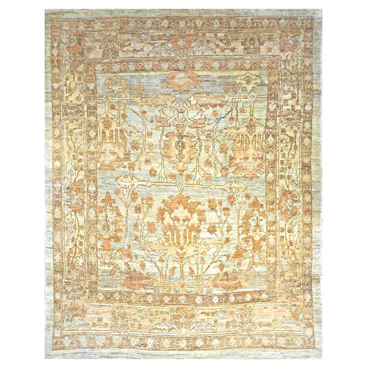 Turkish Donegal Wool 10X13 Tan, Blue & Rust Handmade Area Rug #1140962