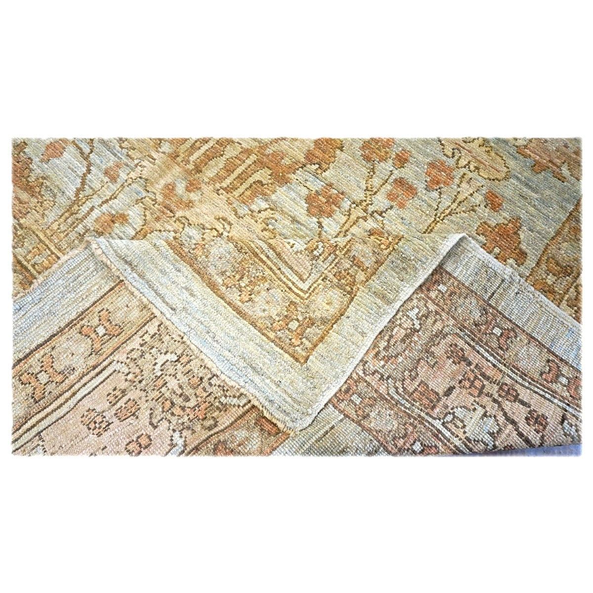 Turkish Donegal Wool 10X13 Tan, Blue & Rust Handmade Area Rug #1140962