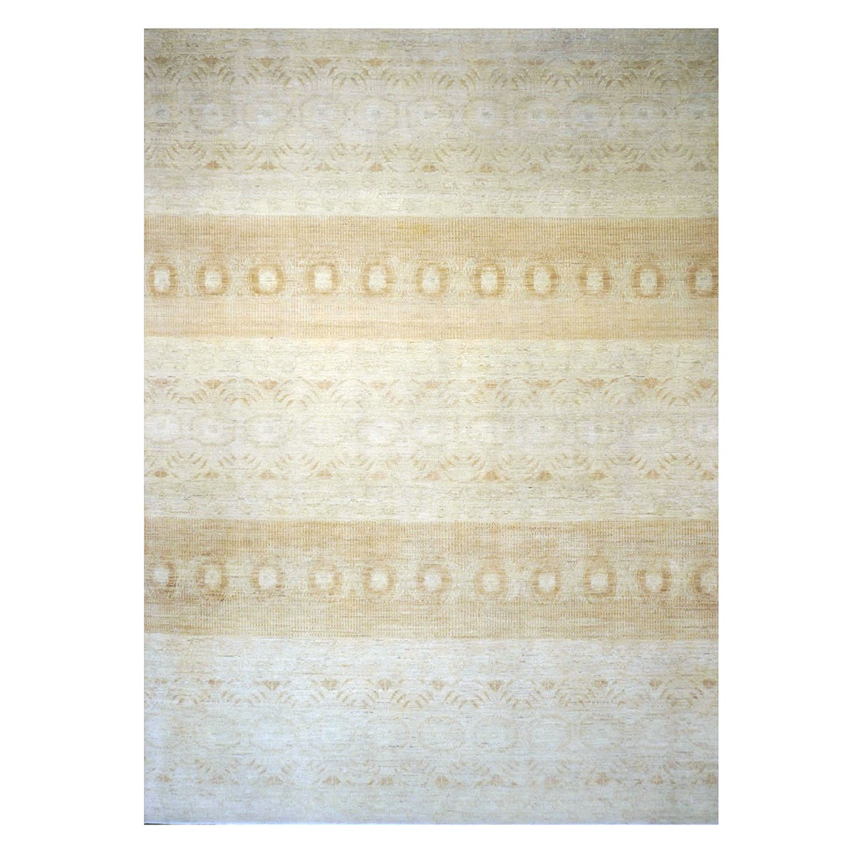 Afghan Ikat Wool 12X15 Ivory, Tan & Brown Handmade Area Rug #1141040