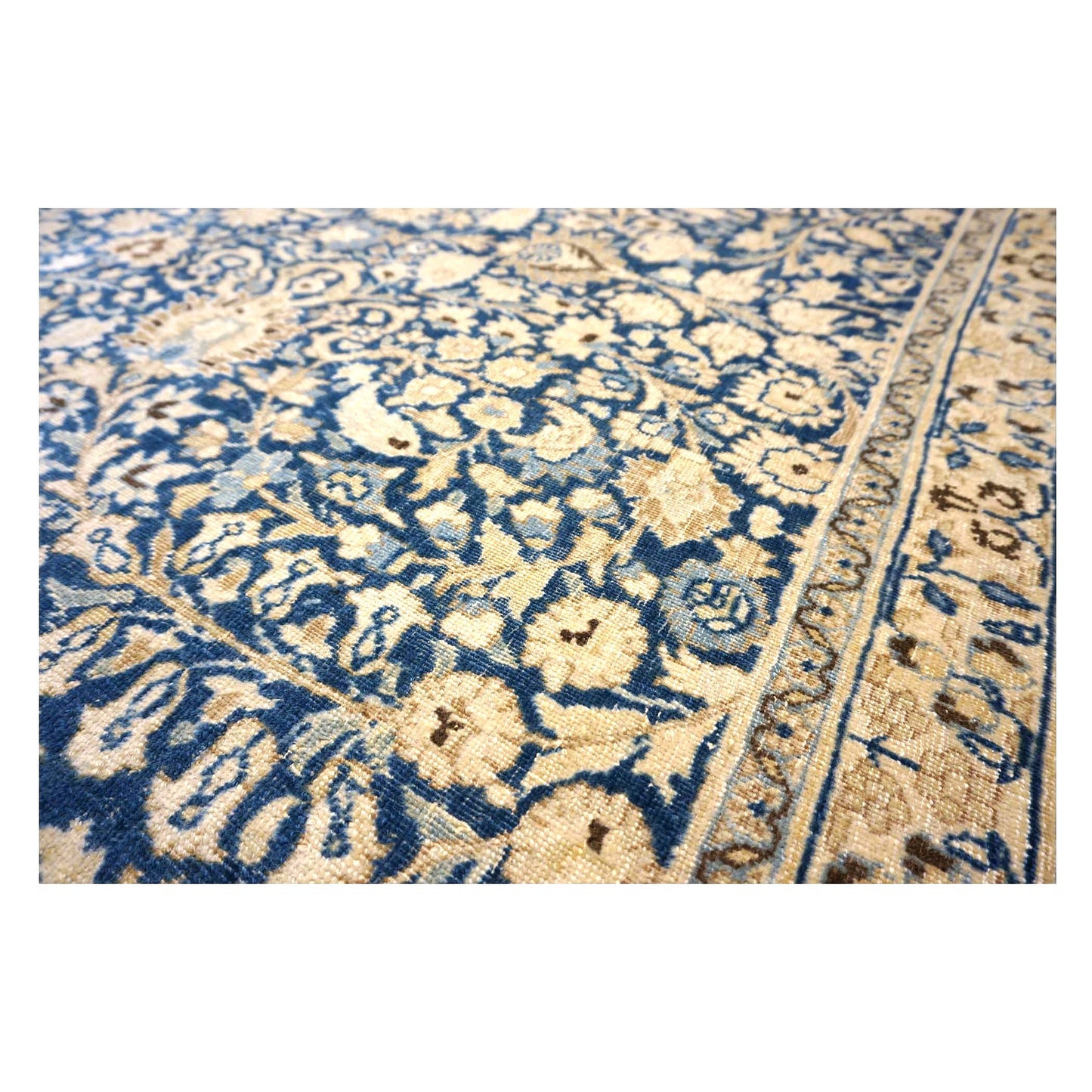 Antique Persian Tabriz Wool 12X18 Blue & Tan Handmade Area Rug #1141057