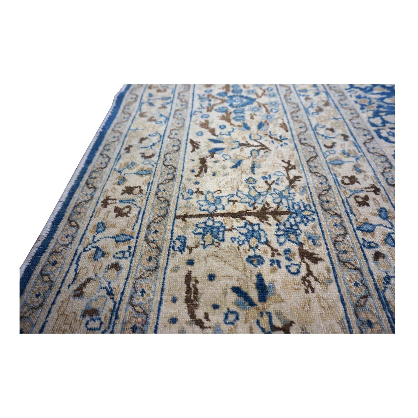Antique Persian Tabriz Wool 12X18 Blue & Tan Handmade Area Rug #1141057