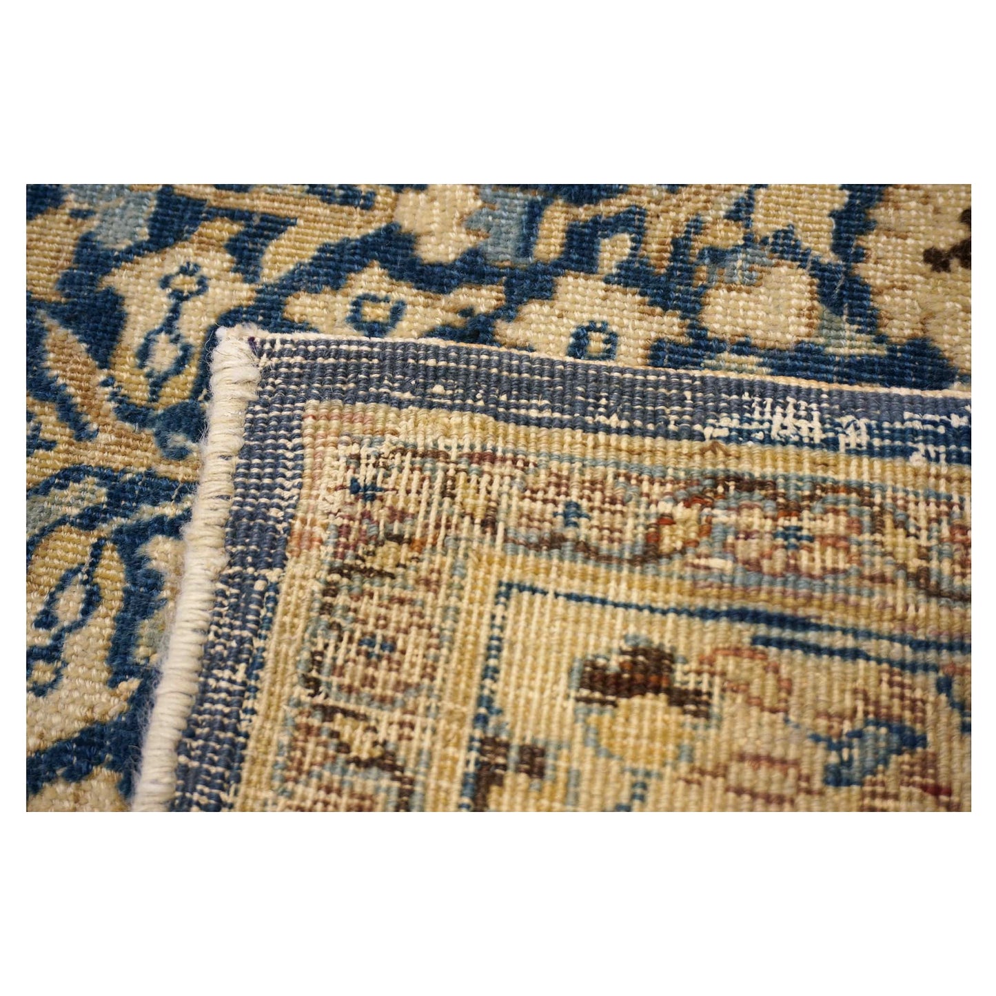 Antique Persian Tabriz Wool 12X18 Blue & Tan Handmade Area Rug #1141057