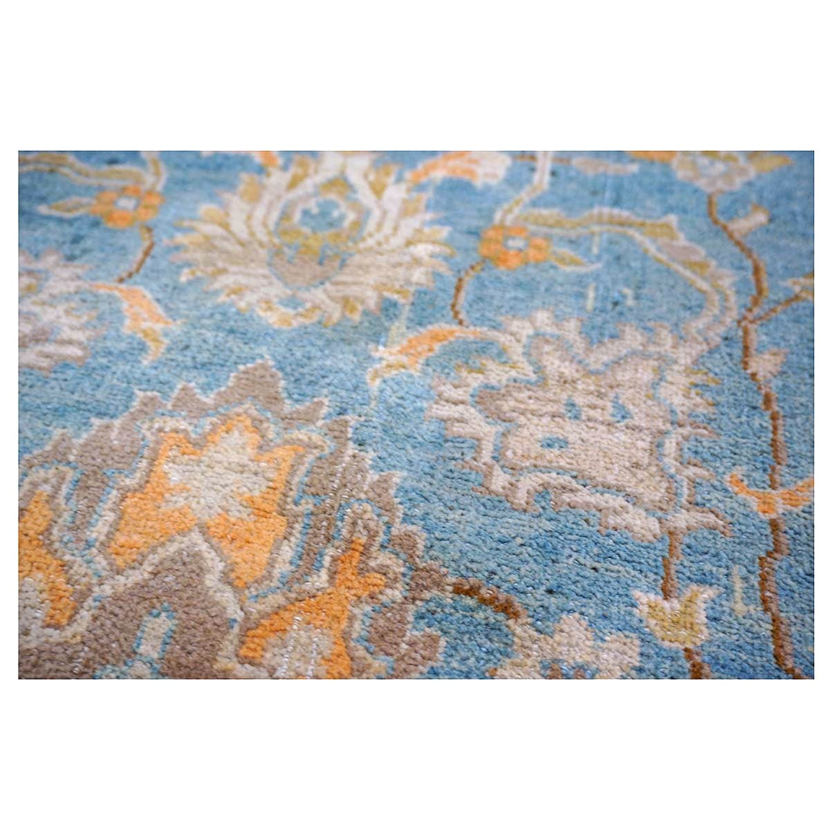 Persian Isfahan Safavid Wool 6x9 Teal, Ivory & Black Handmade Area Rug #1141153
