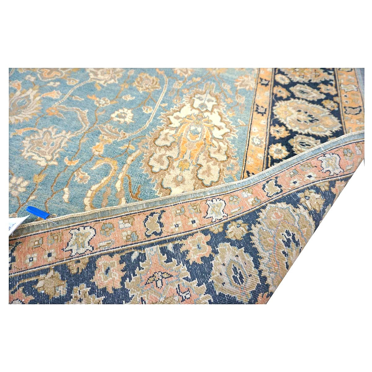Persian Isfahan Safavid Wool 6x9 Teal, Ivory & Black Handmade Area Rug #1141153