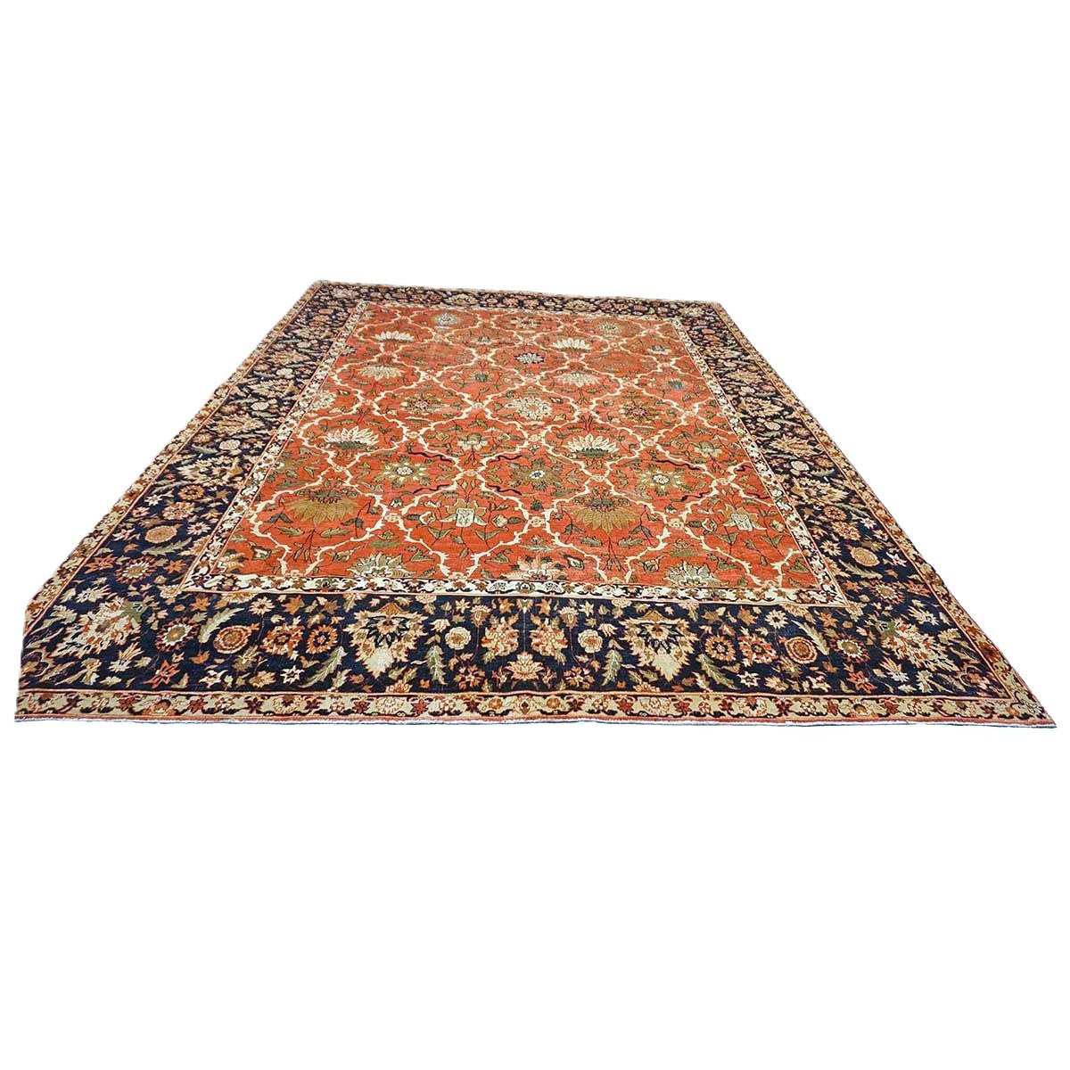 Persian Isfahan Safavid Wool 9x12 Rust & Black Handmade Area Rug #1141166