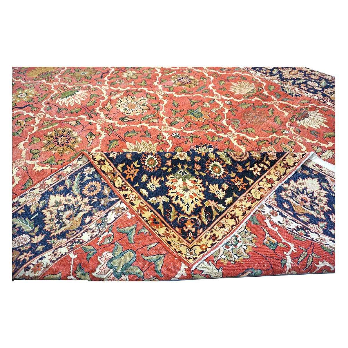 Persian Isfahan Safavid Wool 9x12 Rust & Black Handmade Area Rug #1141166