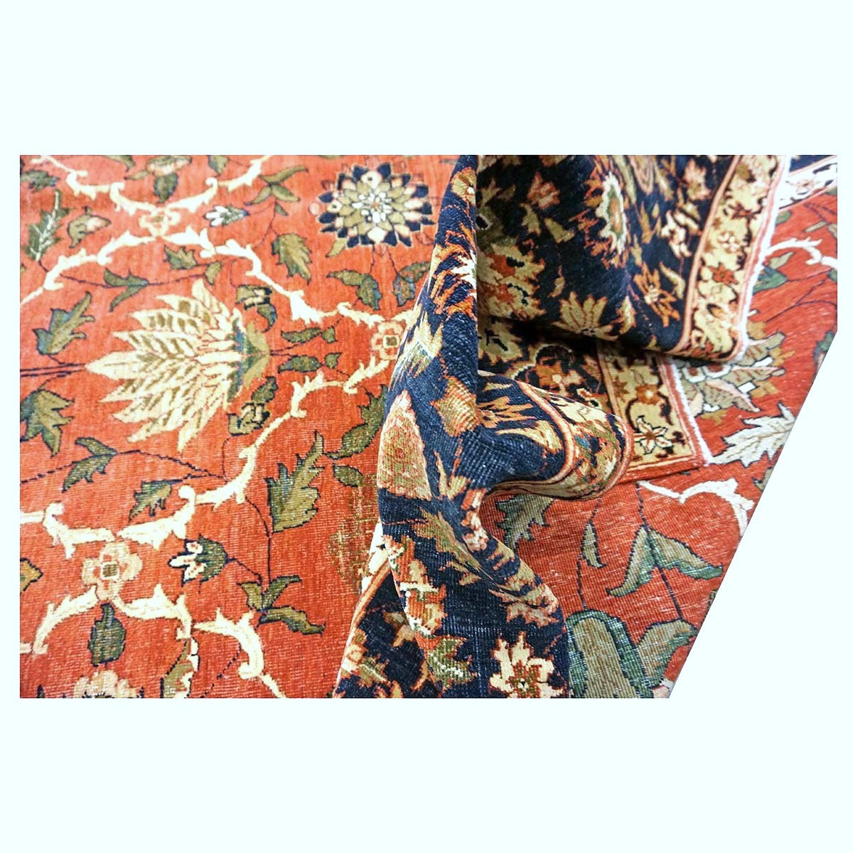 Persian Isfahan Safavid Wool 9x12 Rust & Black Handmade Area Rug #1141166