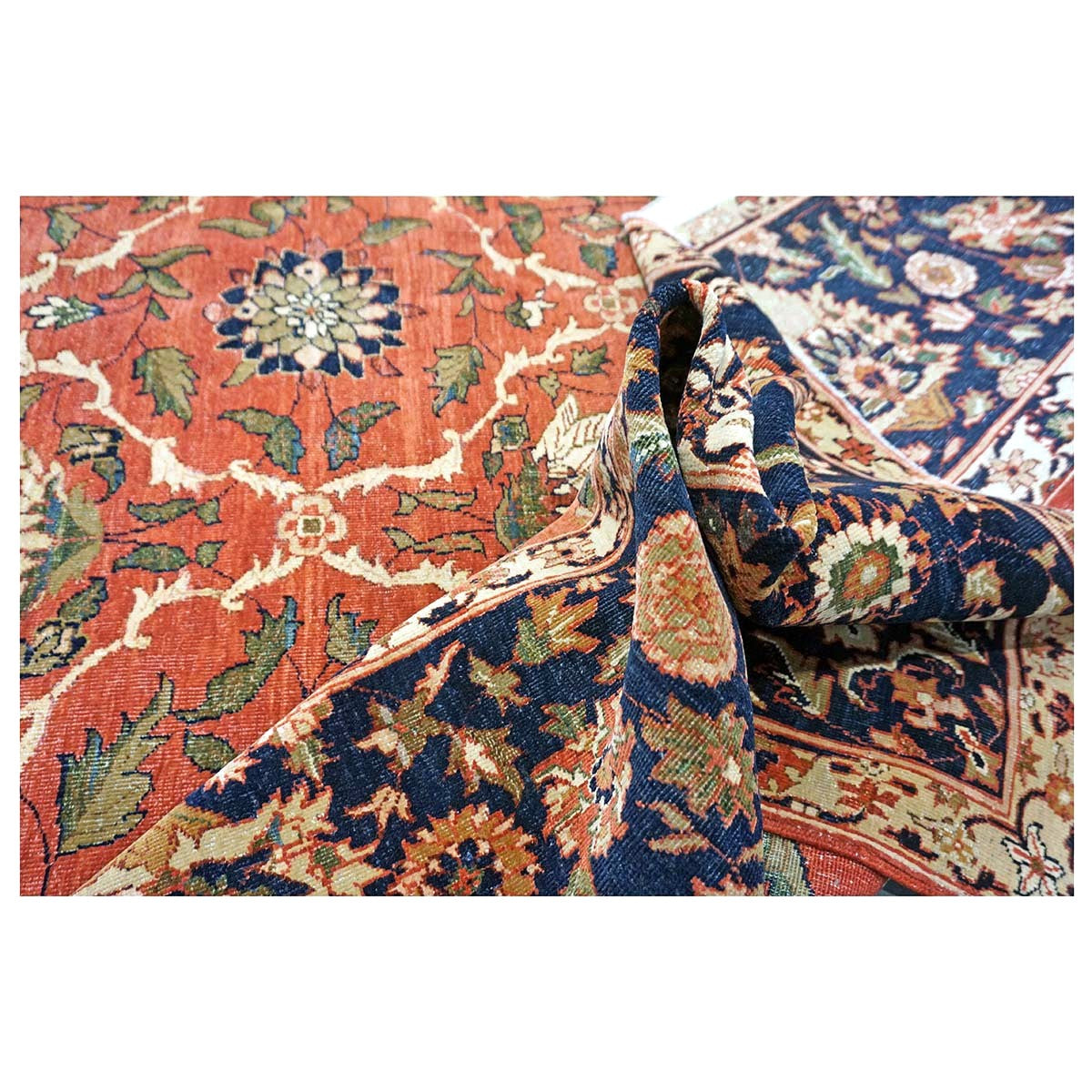Persian Isfahan Safavid Wool 9x12 Rust & Black Handmade Area Rug #1141166