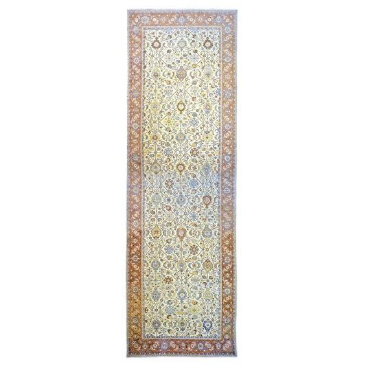 Persian Sultanabad Wool 11x35 Rust, Light Blue & Ivory Handmade Gallery Rug #1141201
