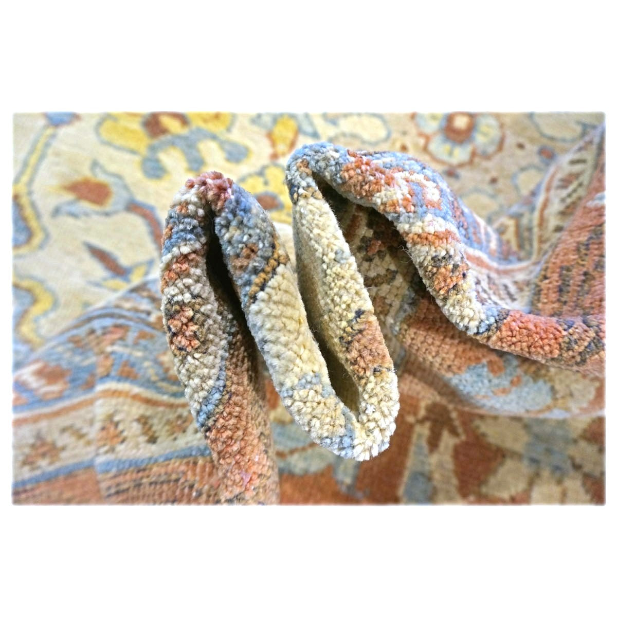 Persian Sultanabad Wool 11x35 Rust, Light Blue & Ivory Handmade Gallery Rug #1141201