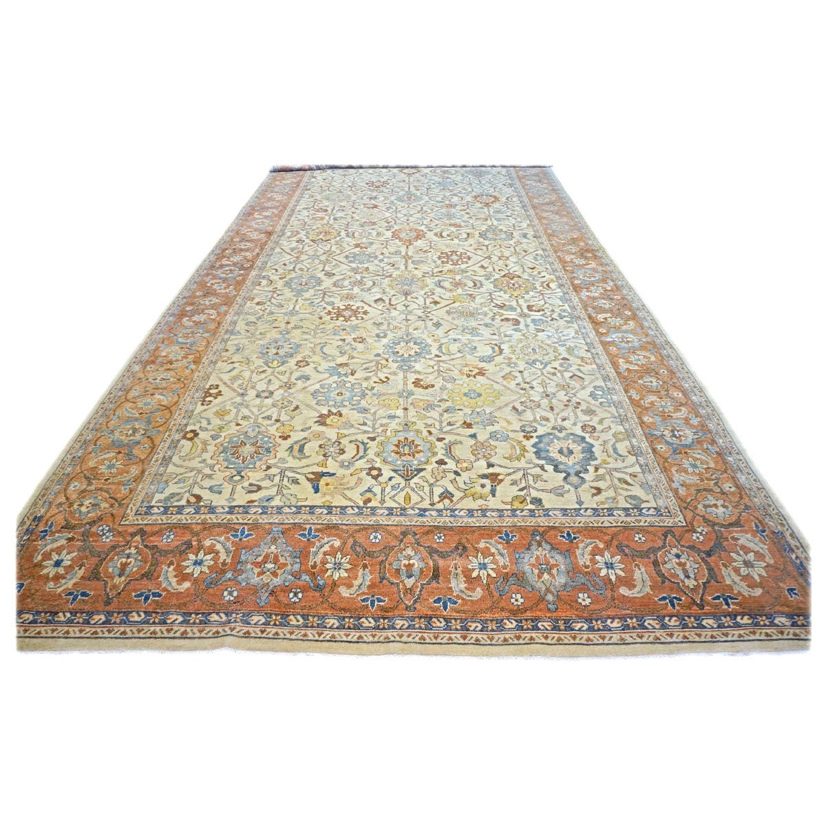 Persian Sultanabad Wool 11x35 Rust, Light Blue & Ivory Handmade Gallery Rug #1141201