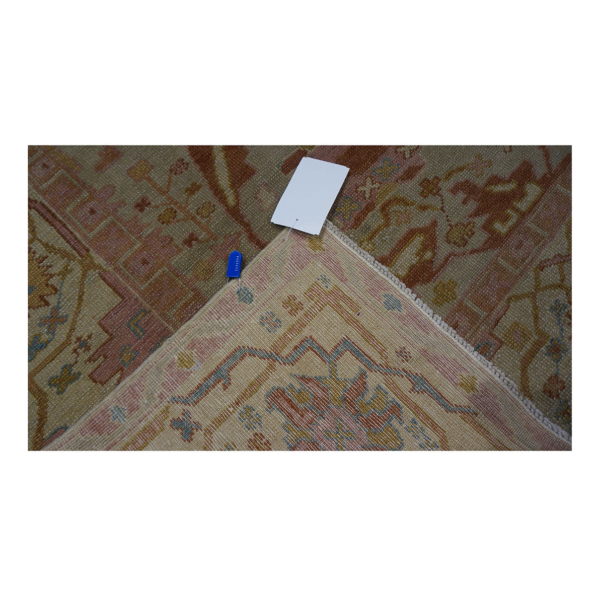 Persian Sultanabad Wool 5x7 Tan, Light Blue, Pink & Orange Handmade Area Rug #1141234