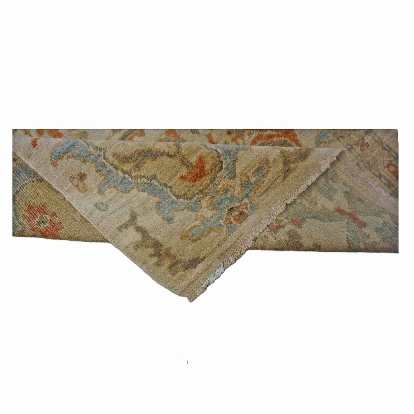 Persian Sultanabad Wool 3x3 Ivory, Light Blue & Rust Handmade Square Area Rug #1141257