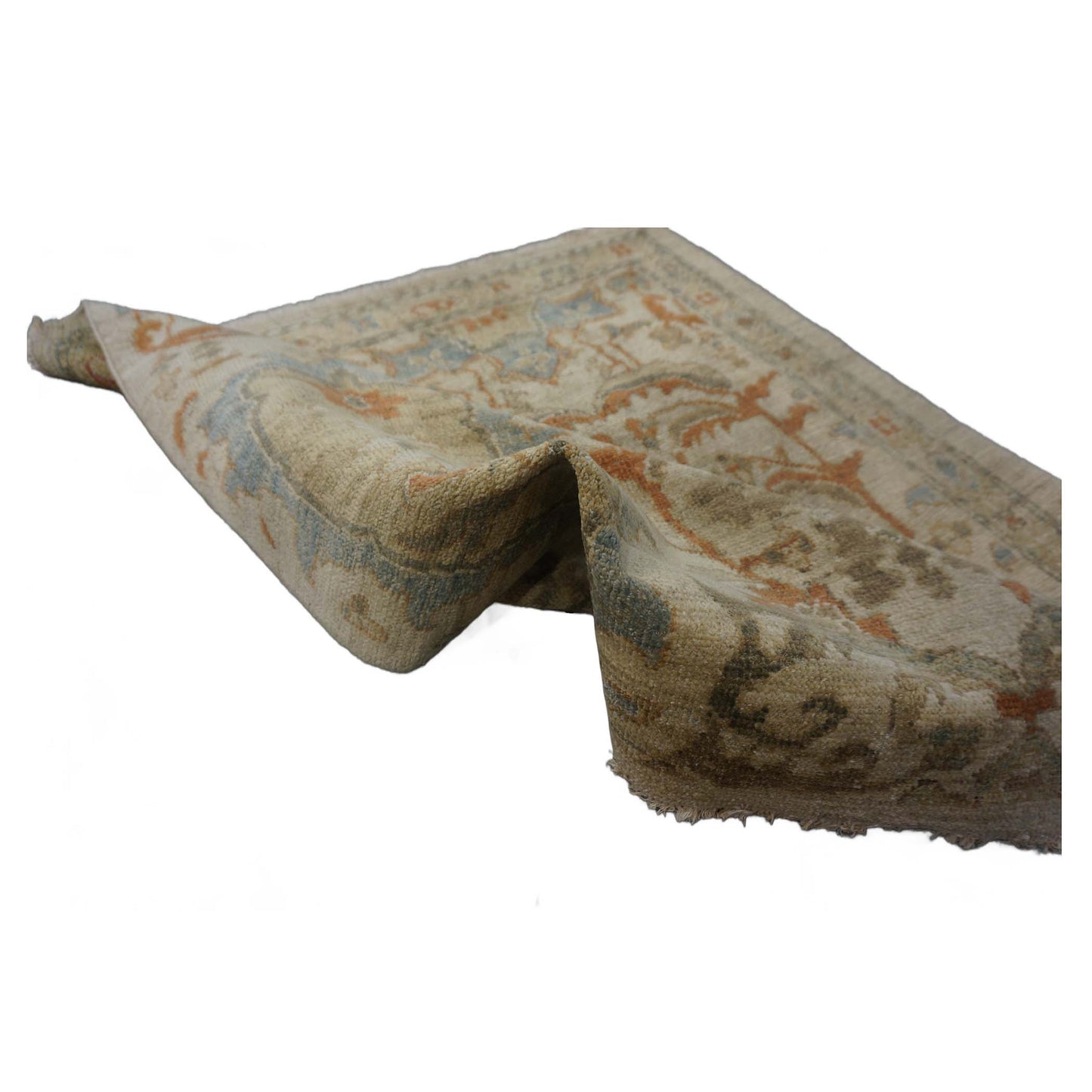 Persian Sultanabad Wool 3x3 Ivory, Light Blue & Rust Handmade Square Area Rug #1141257