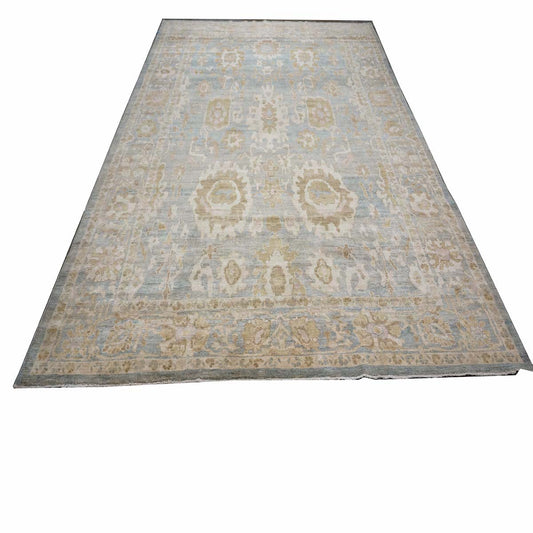Persian Sultanabad Wool 10 x 14 Blue, Gold & Ivory Handmade Area Rug #1141311