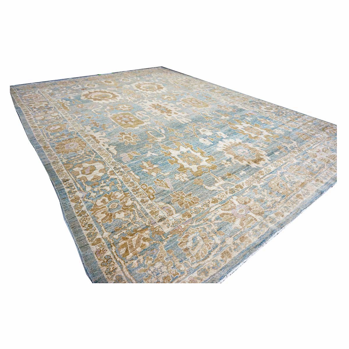 Persian Sultanabad Wool 10 x 14 Blue, Gold & Ivory Handmade Area Rug #1141311