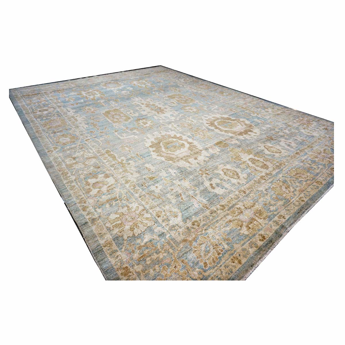 Persian Sultanabad Wool 10 x 14 Blue, Gold & Ivory Handmade Area Rug #1141311