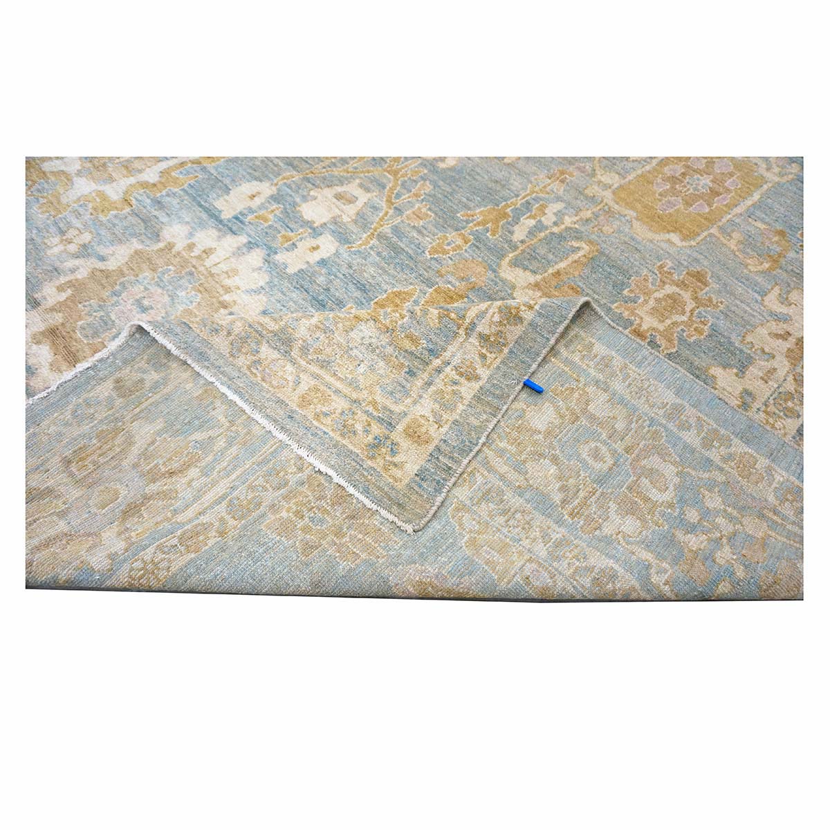 Persian Sultanabad Wool 10 x 14 Blue, Gold & Ivory Handmade Area Rug #1141311