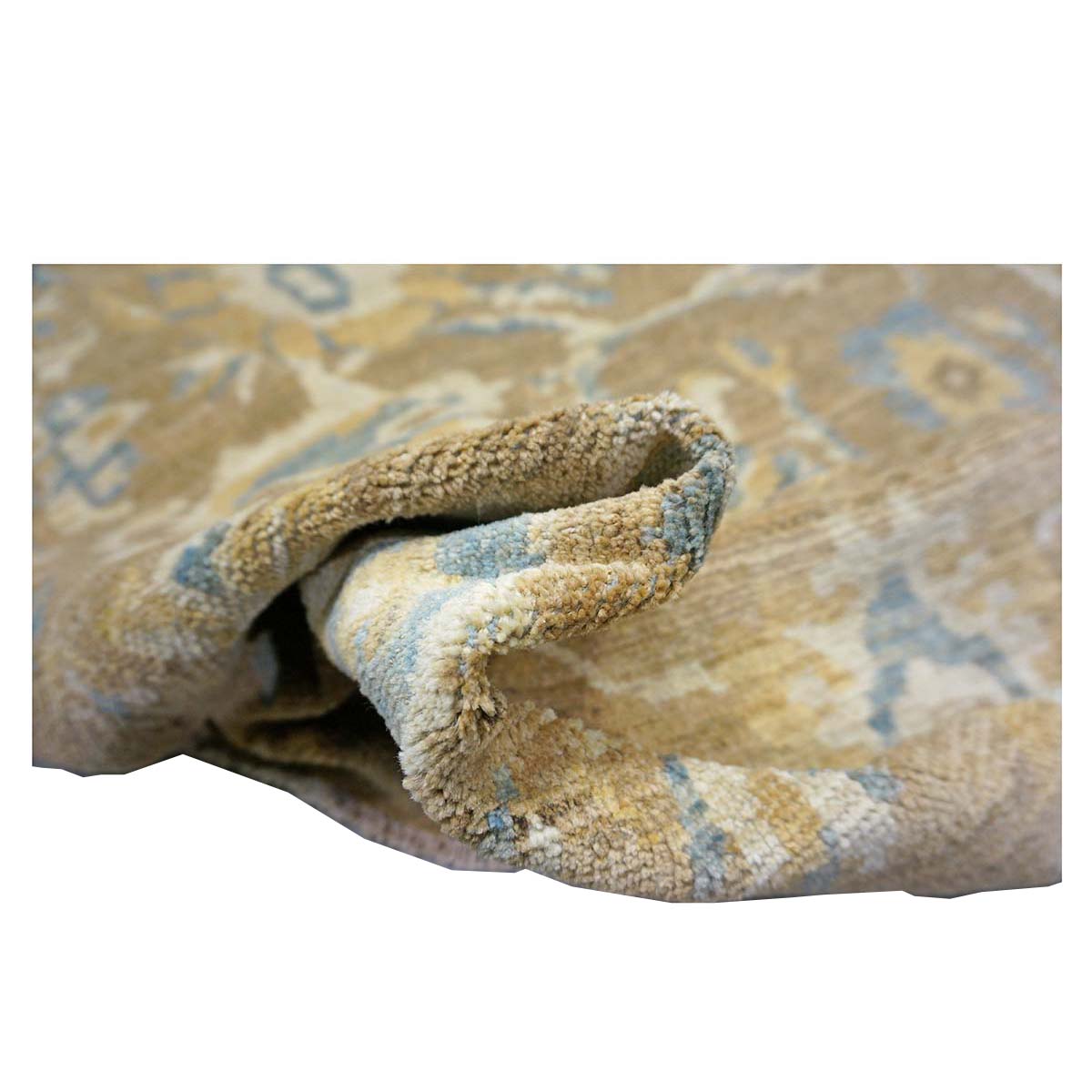 Persian Sultanabad Wool 10x20 Taupe, Ivory & Light Blue Handmade Gallery Rug #1141324