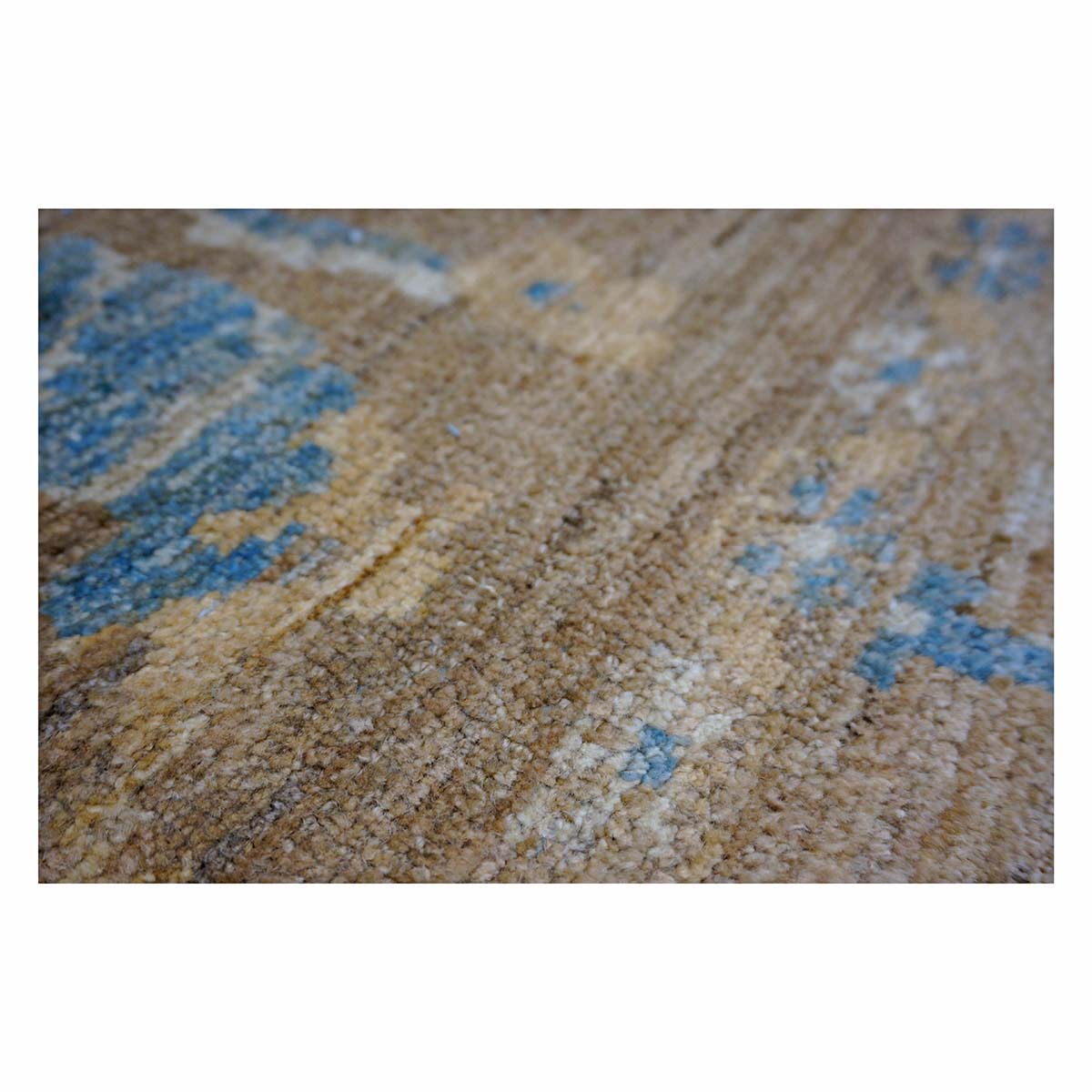 Persian Sultanabad Wool 10x20 Taupe, Ivory & Light Blue Handmade Gallery Rug #1141324