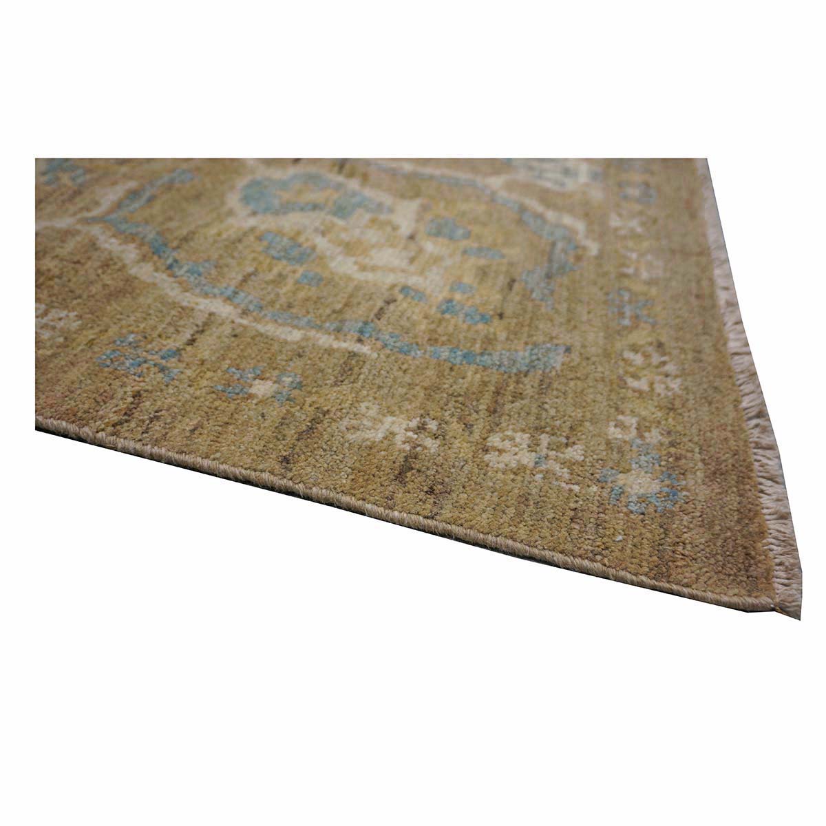 Persian Sultanabad Wool 10x20 Taupe, Ivory & Light Blue Handmade Gallery Rug #1141324