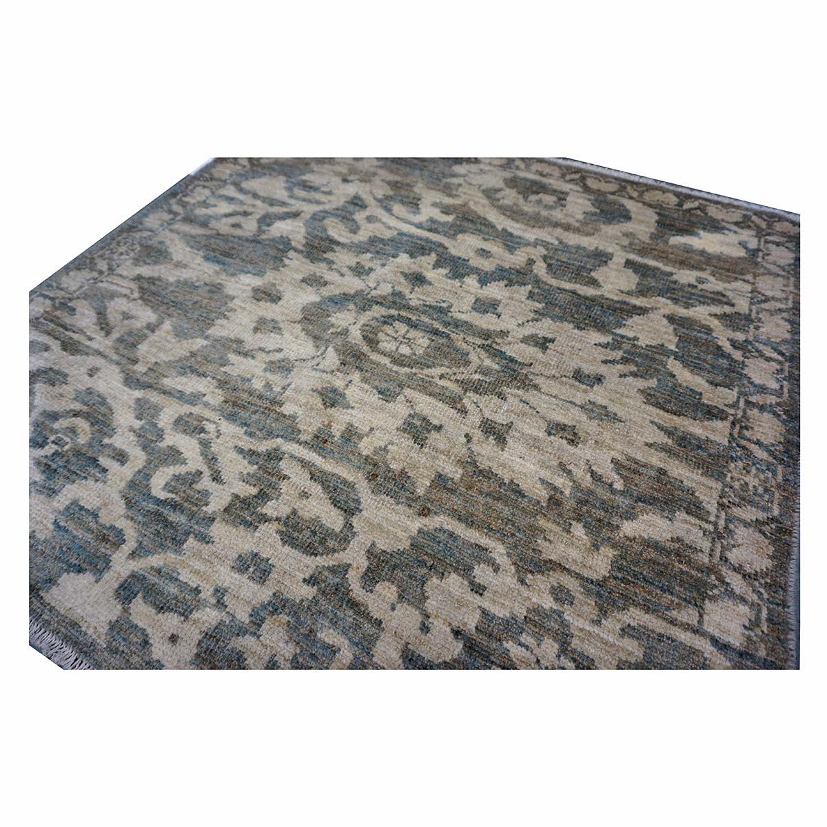 Persian Sultanabad Wool 4x4 Olive, Ivory & Slate Handmade Square Area Rug #1141337