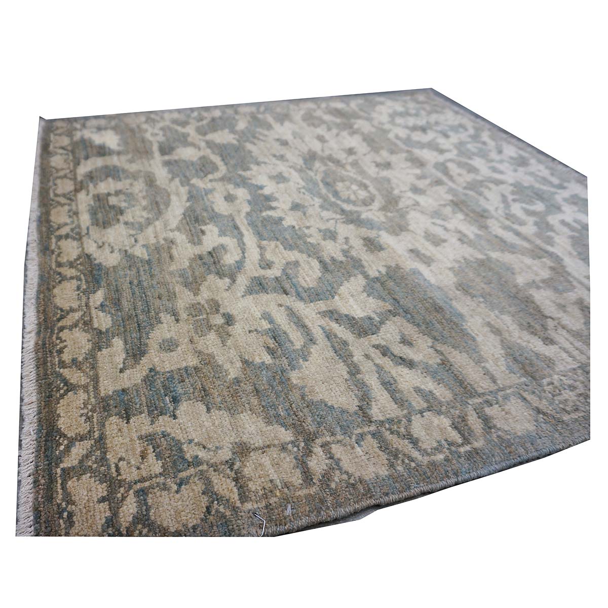 Persian Sultanabad Wool 4x4 Olive, Ivory & Slate Handmade Square Area Rug #1141337