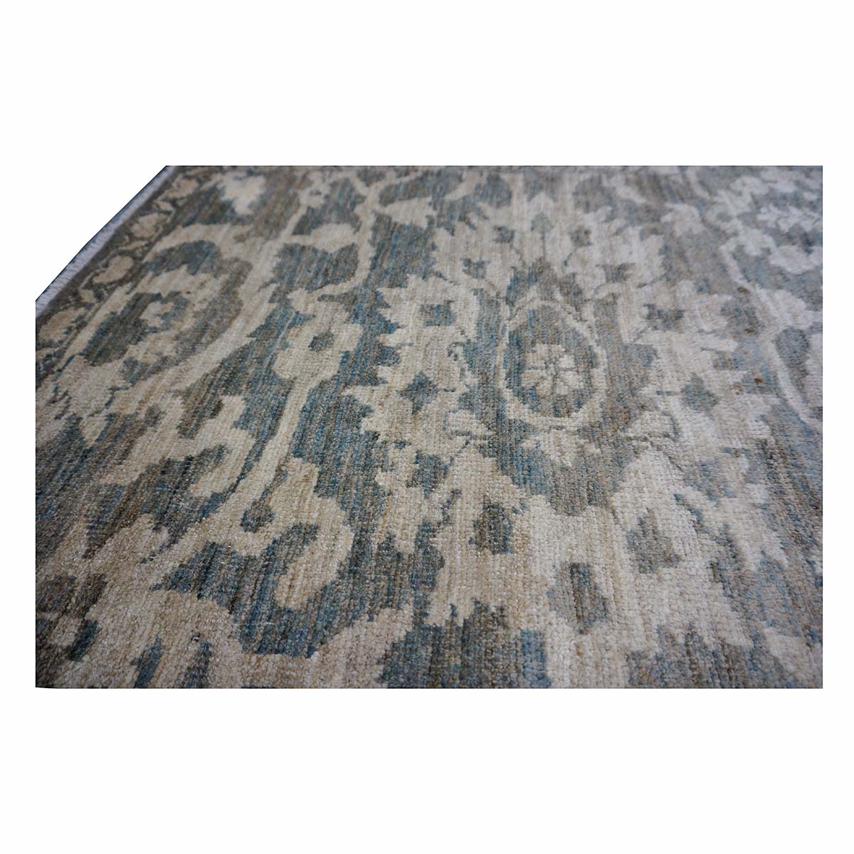 Persian Sultanabad Wool 4x4 Olive, Ivory & Slate Handmade Square Area Rug #1141337