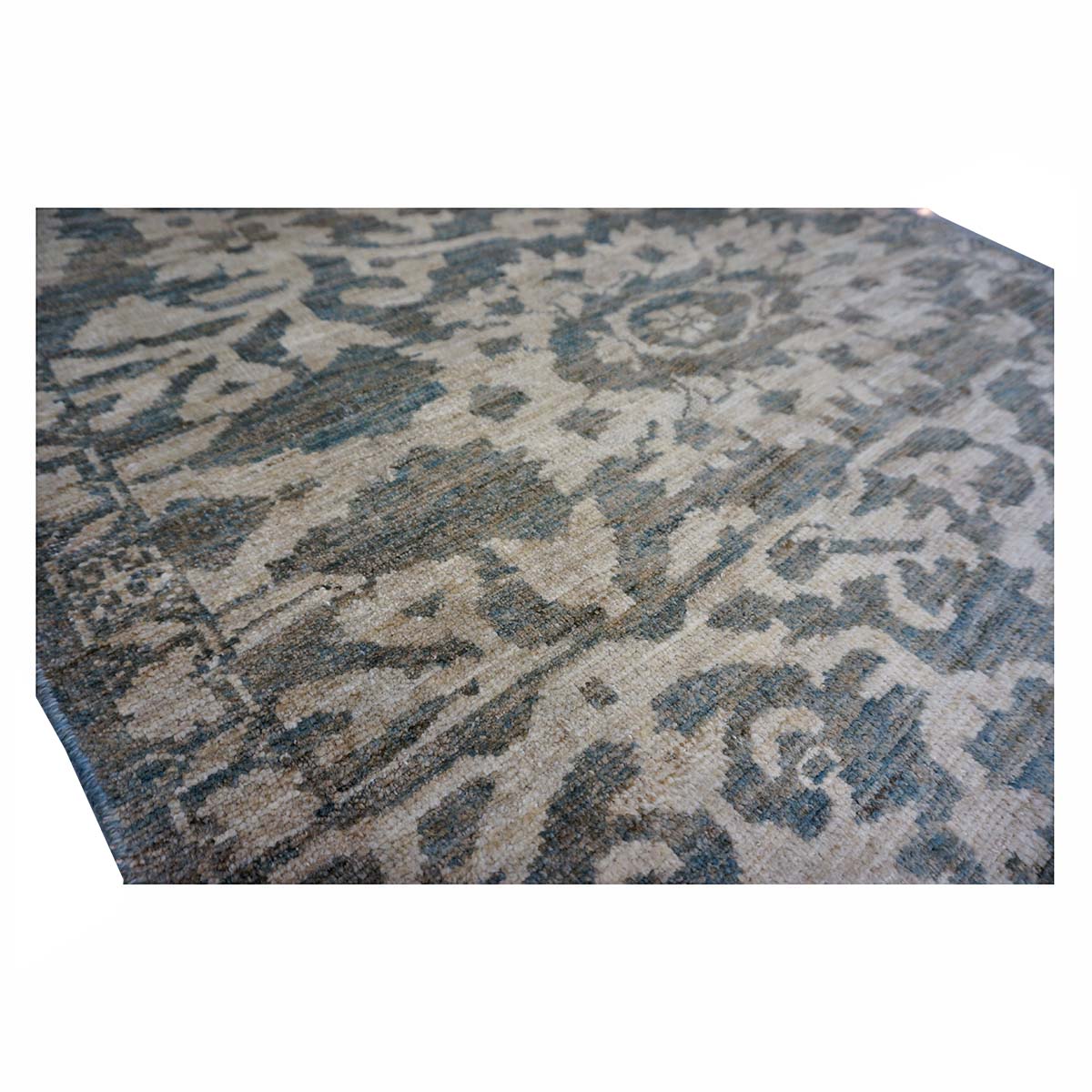 Persian Sultanabad Wool 4x4 Olive, Ivory & Slate Handmade Square Area Rug #1141337