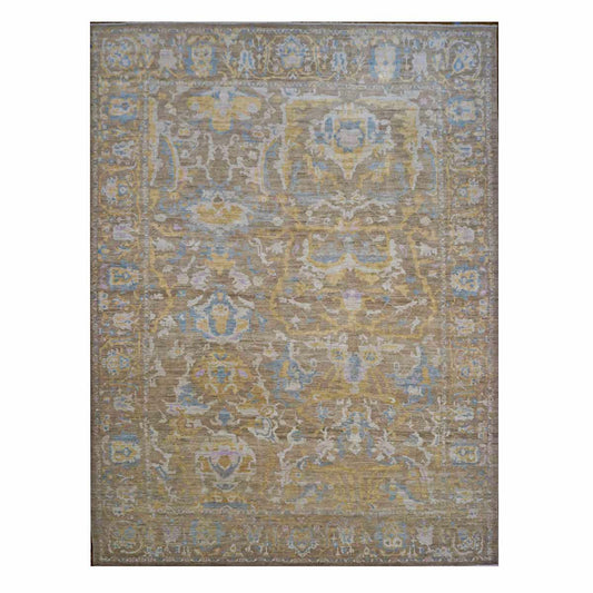 Persian Sultanabad Wool 12x15 Teal, Taupe & Ivory Handmade Area Rug #1141349