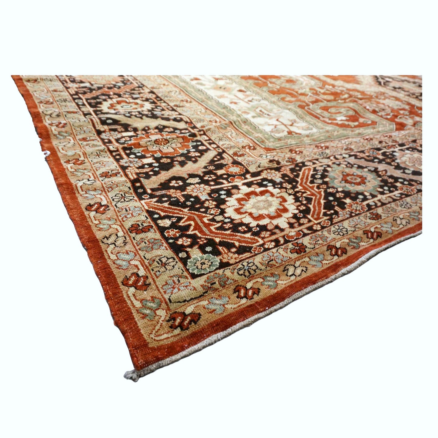 Persian Serapi Wool 16X25 Rust, Black & Tan Handmade Oversized Area Rug #1141351