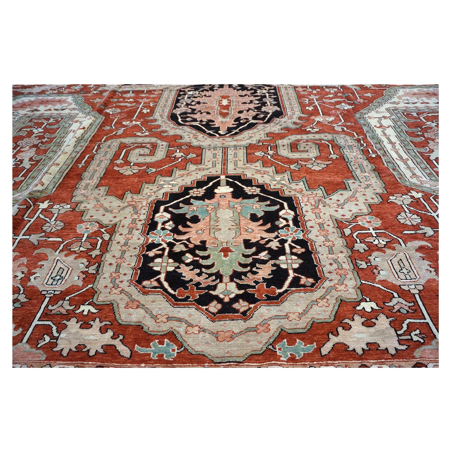 Persian Serapi Wool 16X25 Rust, Black & Tan Handmade Oversized Area Rug #1141351