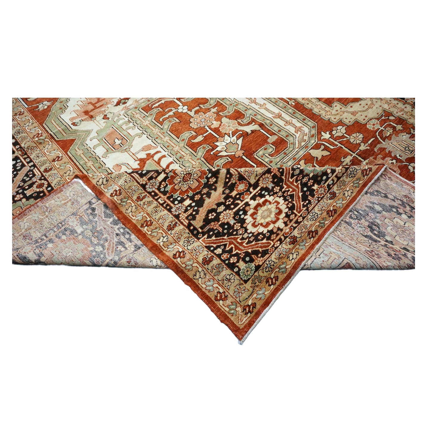 Persian Serapi Wool 16X25 Rust, Black & Tan Handmade Oversized Area Rug #1141351