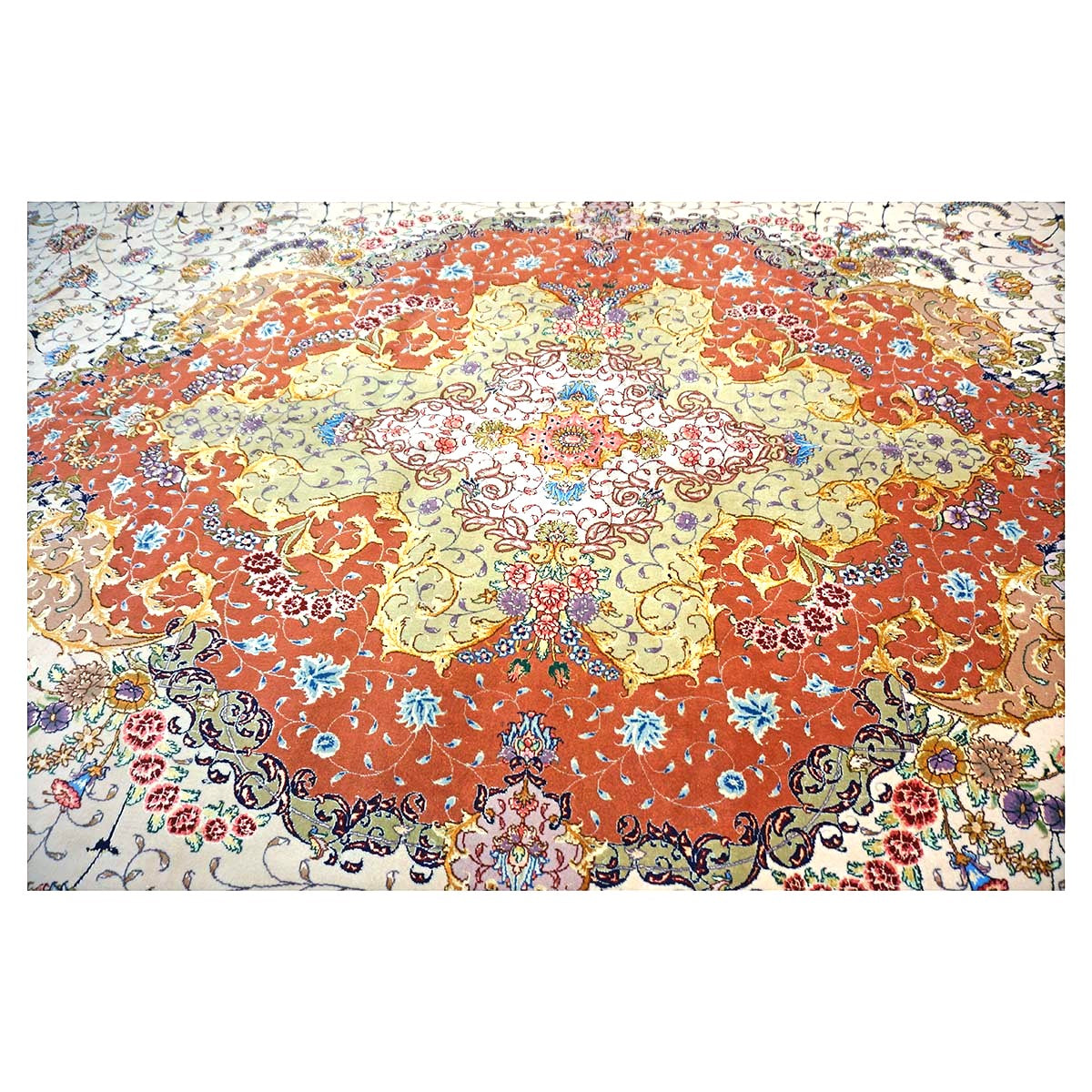 Persian Tabriz Wool 13x20 Ivory, Salmon, Pink & Green Handmade Oversized Area Rug #1141494