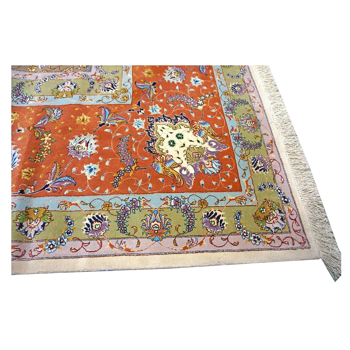Persian Tabriz Wool 13x20 Ivory, Salmon, Pink & Green Handmade Oversized Area Rug #1141494