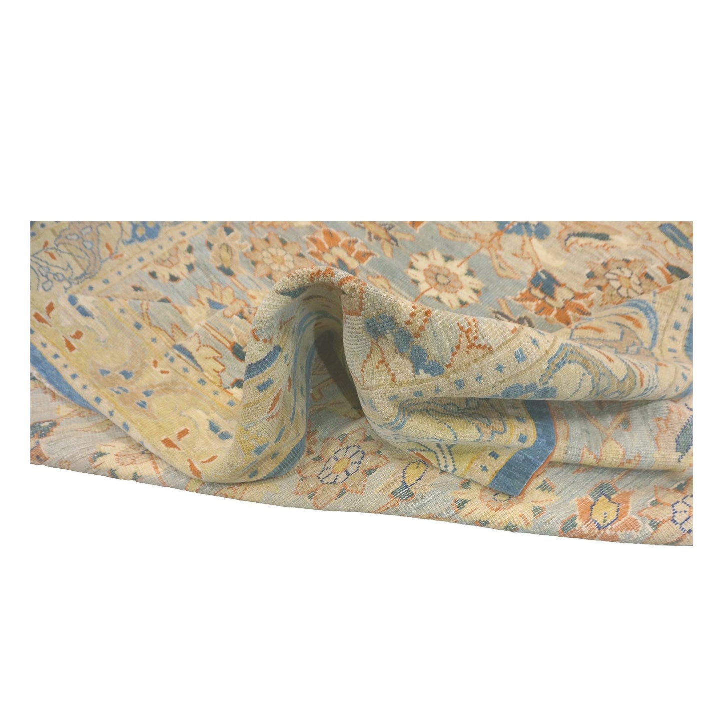 21st Century Persian Sultanabad Wool 7x22 Tan, Navy, & Rust Handmade Gallery Rug #1142002
