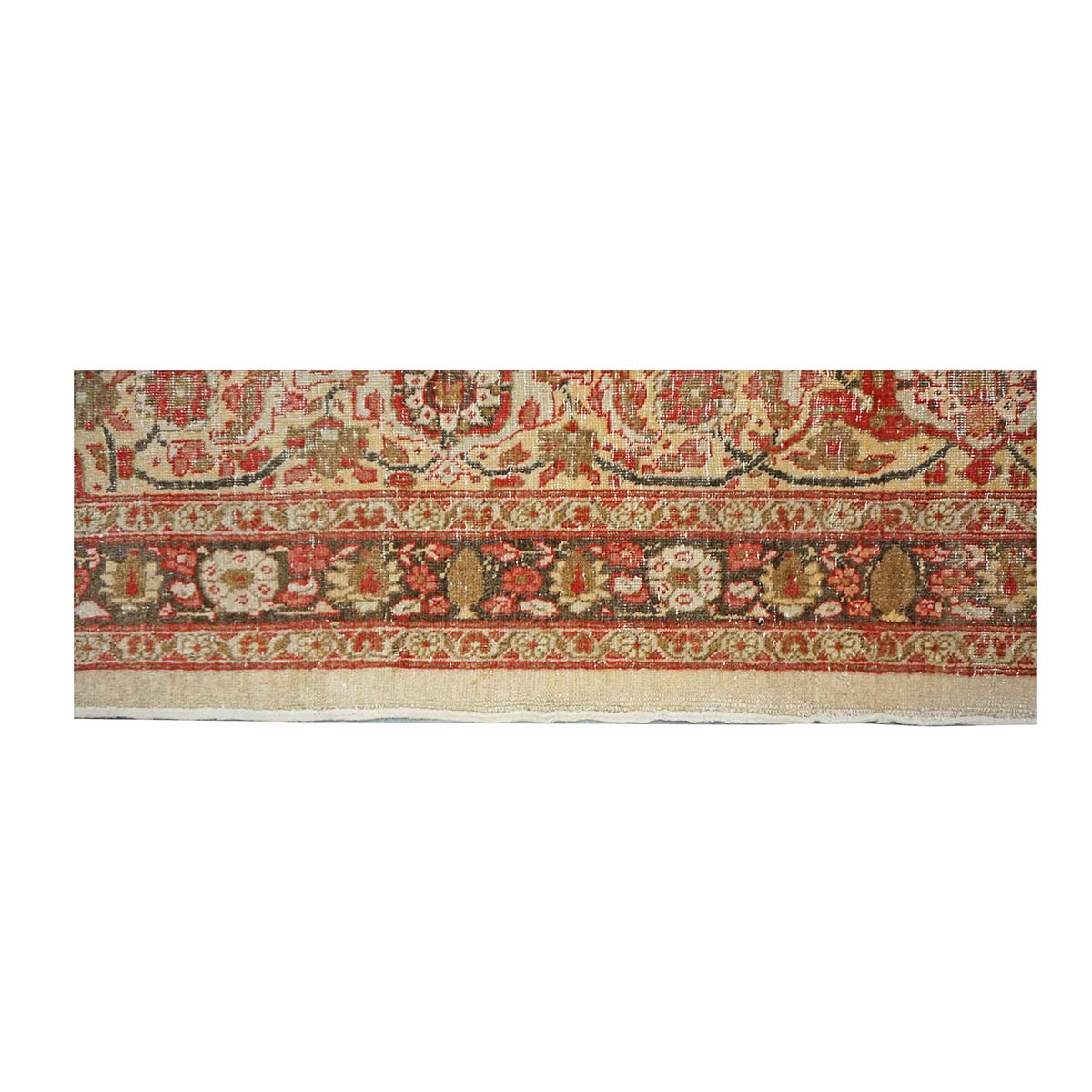 Antique Persian Tabriz Haji Jalili Wool 9x13 Red, Olive & Tan Handmade Area Rug #1142129