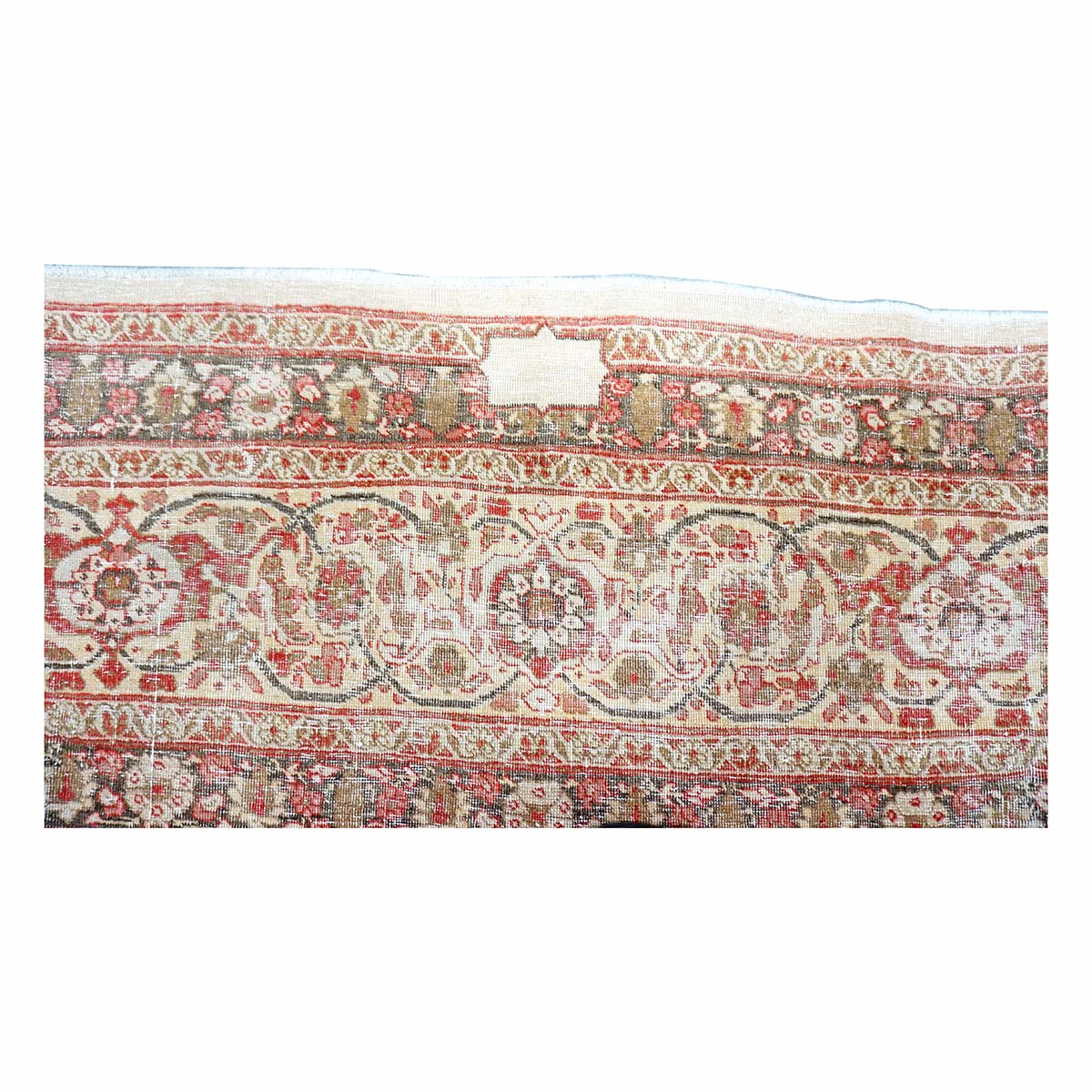 Antique Persian Tabriz Haji Jalili Wool 9x13 Red, Olive & Tan Handmade Area Rug #1142129