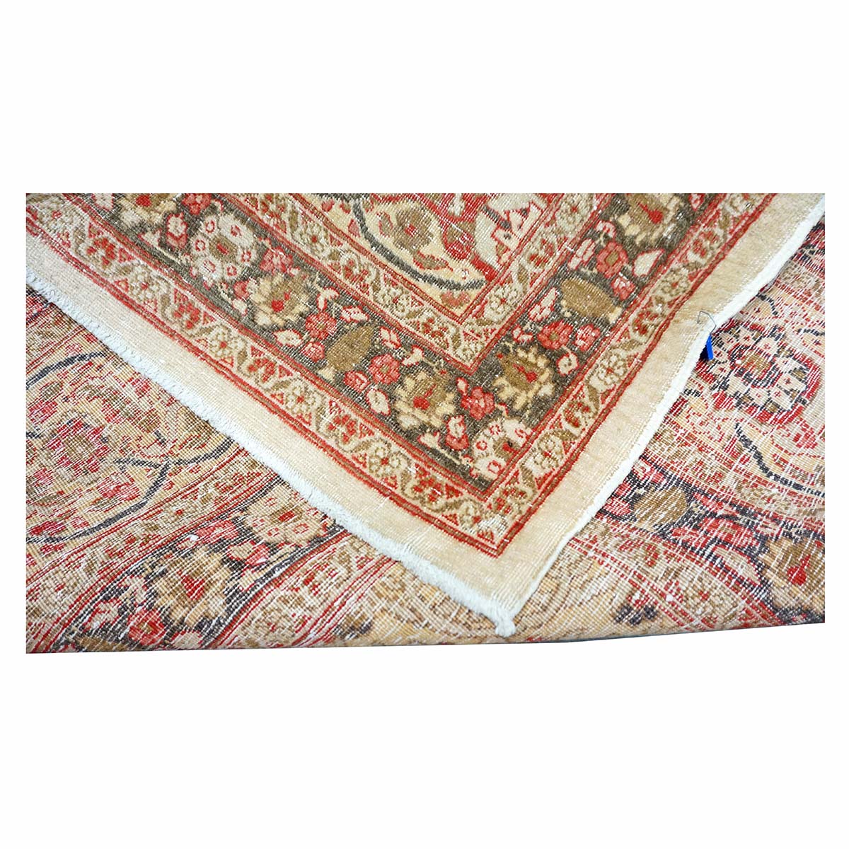 Antique Persian Tabriz Haji Jalili Wool 9x13 Red, Olive & Tan Handmade Area Rug #1142129